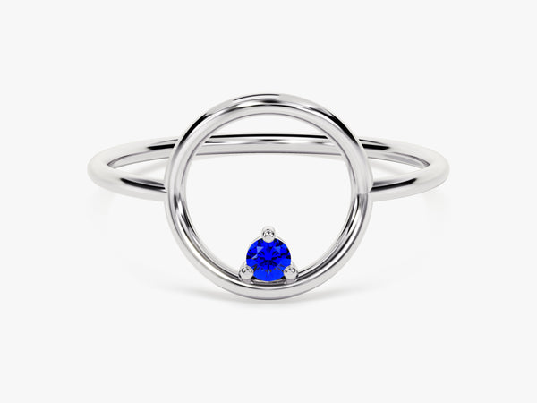 Open Circle Sapphire Ring in 14K Solid Gold