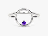 Open Circle Amethyst Ring in 14K Solid Gold