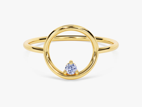 Open Circle Alexandrite Ring in 14K Solid Gold