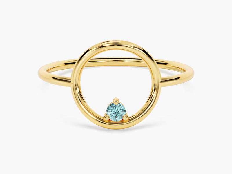 Open Circle Birthstone Ring