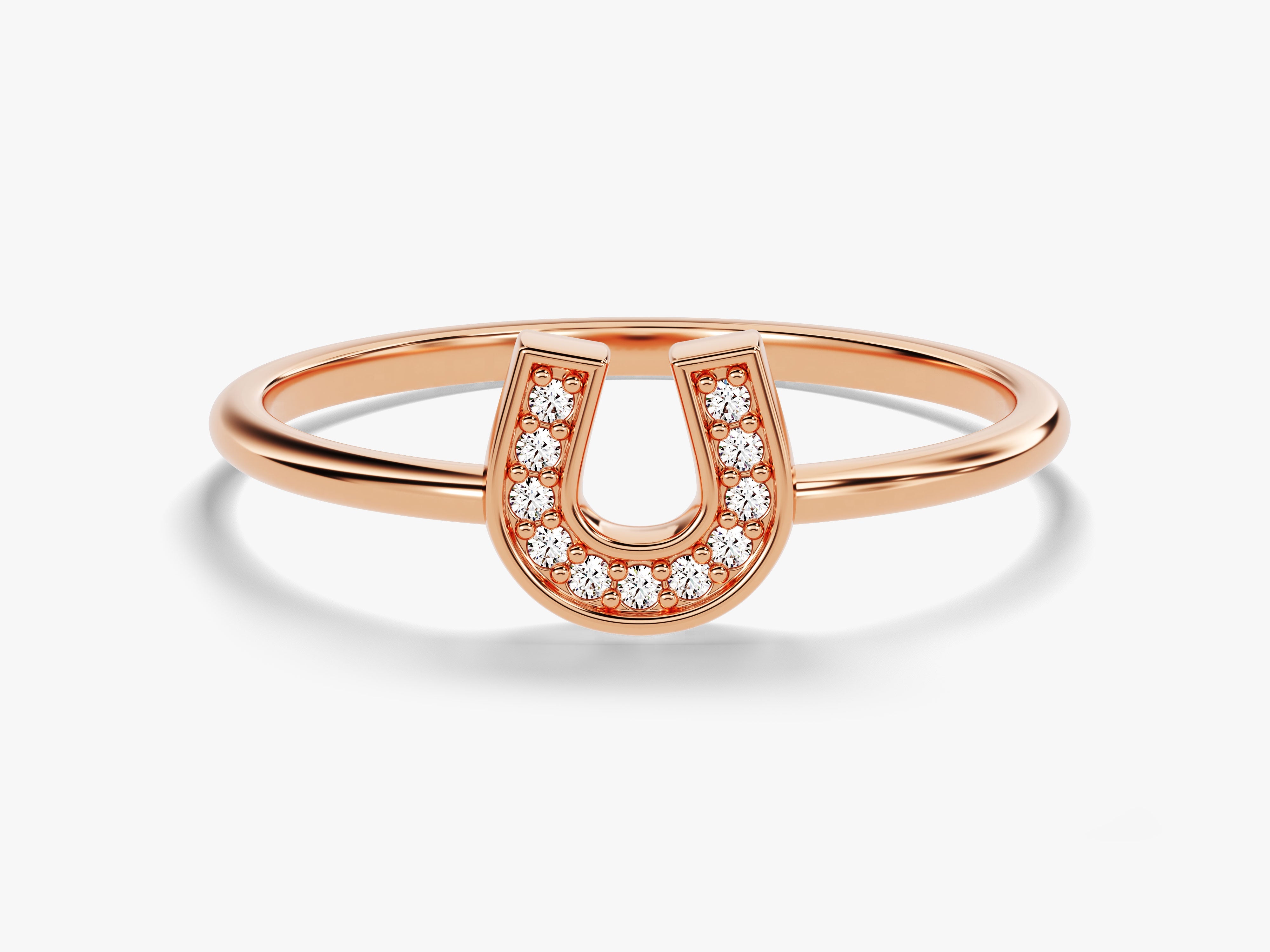 Diamond horseshoe ring in rose gold for jewelry lovers