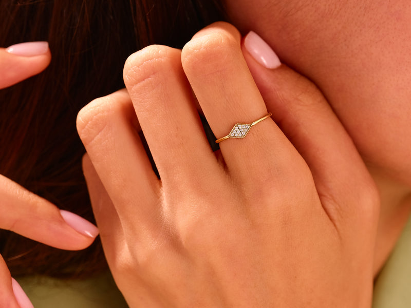 Square Pave Set Diamond Ring