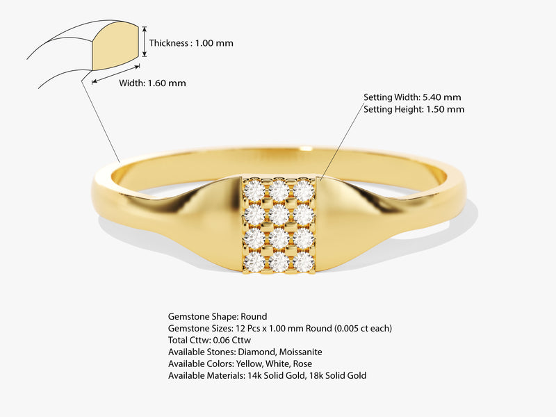 Pave Set Signet Diamond Ring