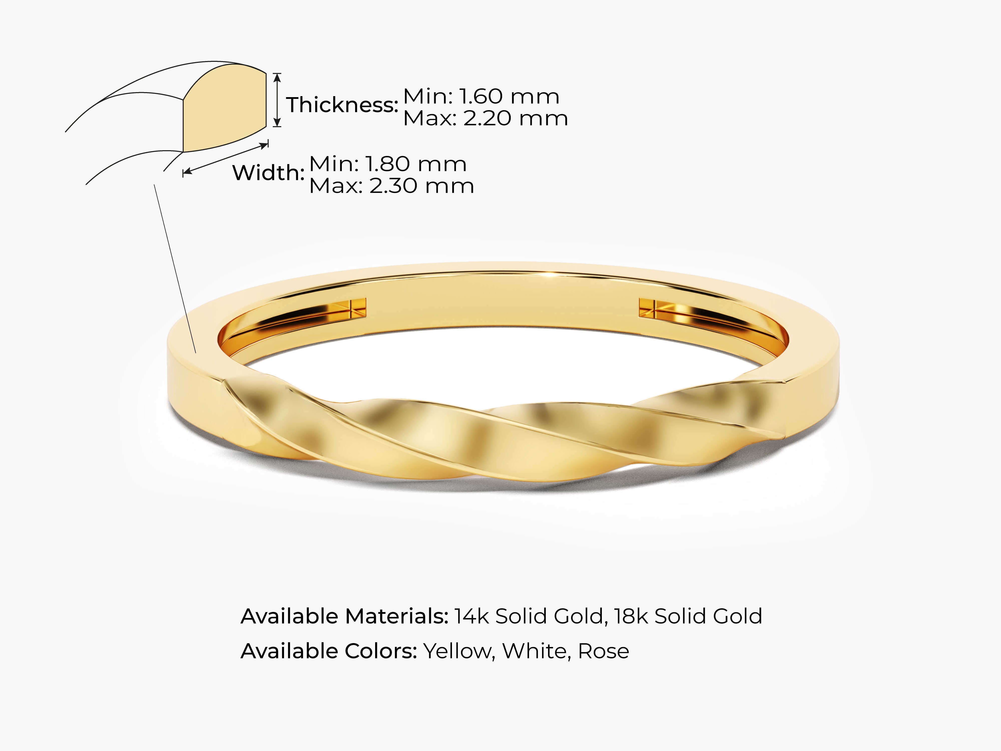 Gold twisted ring, available in 14k/18k solid gold, yellow, white, rose