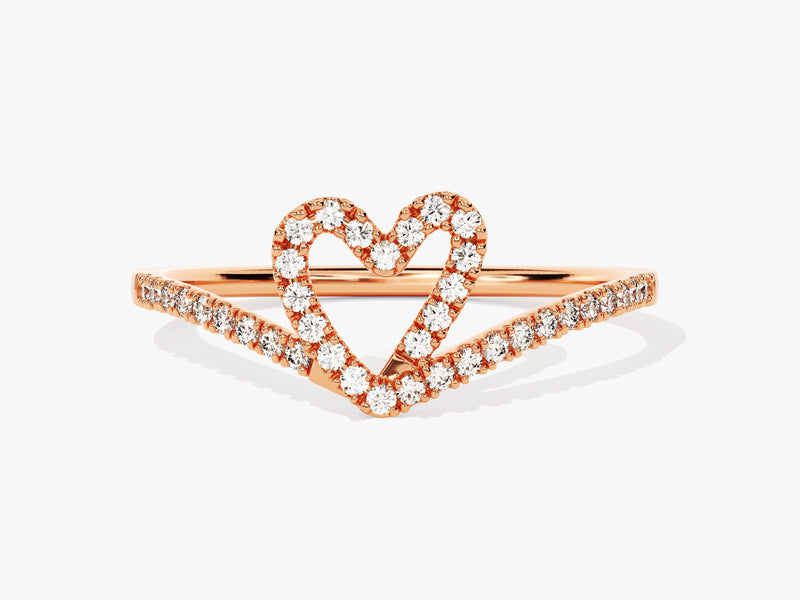 Curved Heart Diamond Ring