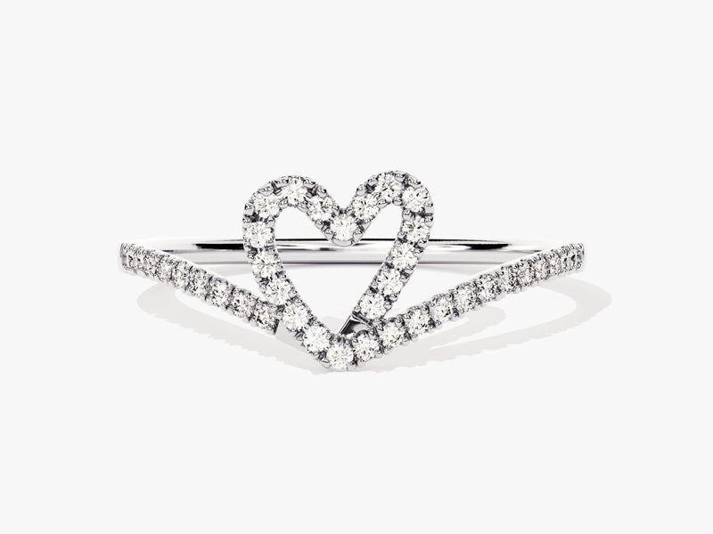Curved Heart Diamond Ring