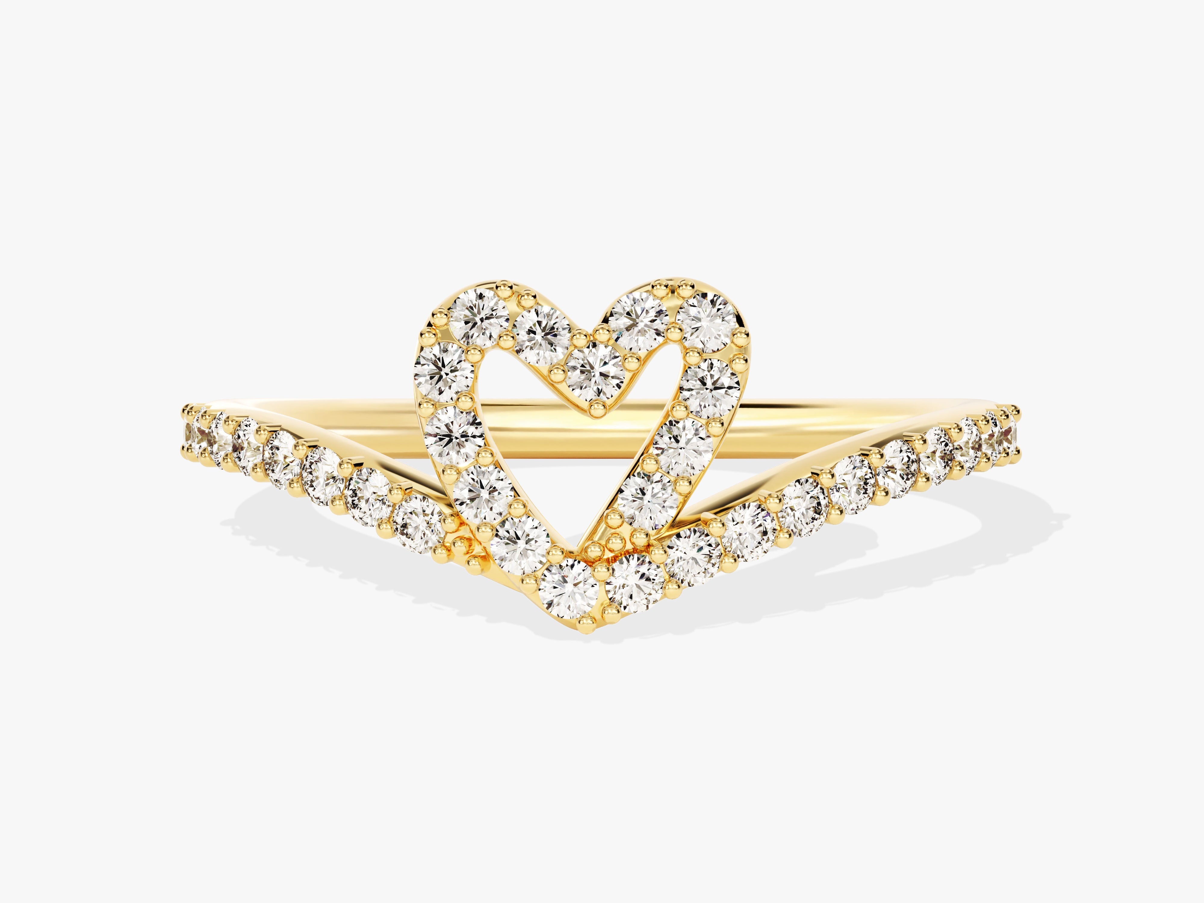 Diamond heart ring in yellow gold, jewelry for her