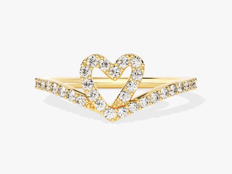 Curved Heart Diamond Ring