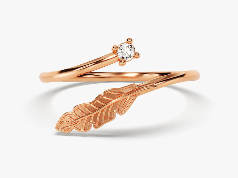 14K Solid Gold Diamond Arrow Ring
