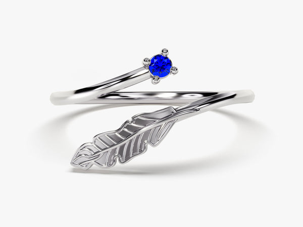 14K Solid Gold Sapphire Arrow Ring