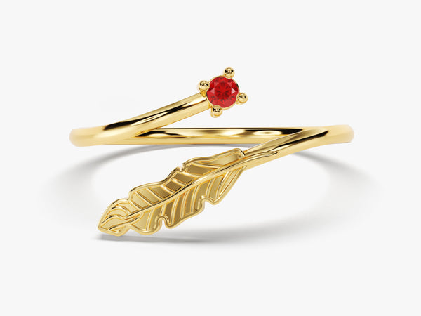 14K Solid Gold Ruby Arrow Ring