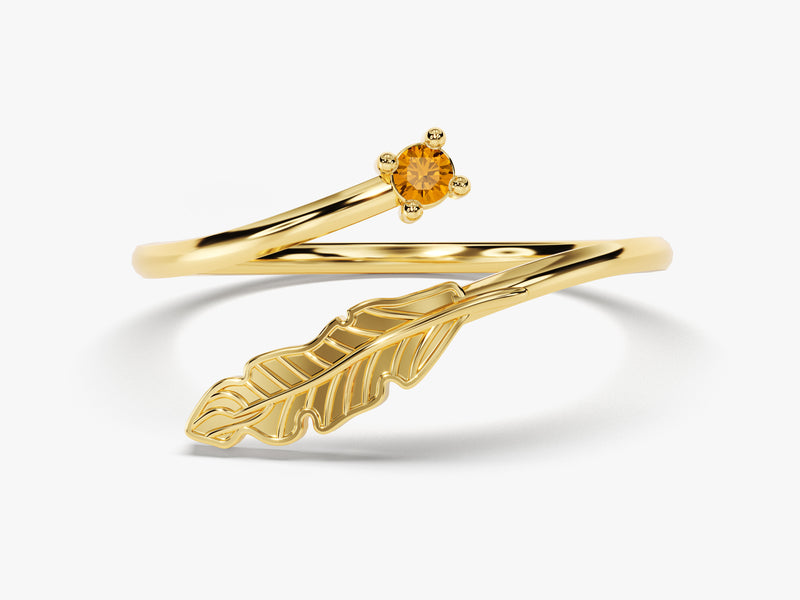 14K Solid Gold Citrine Arrow Ring