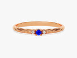 Twisted Three-Stone Sapphire Ring in 14K Solid Gold