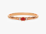 Twisted Three-Stone Ruby Ring in 14K Solid Gold