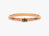Twisted Three-Stone Emerald Ring in 14K Solid Gold