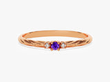 Twisted Three-Stone Amethyst Ring in 14K Solid Gold