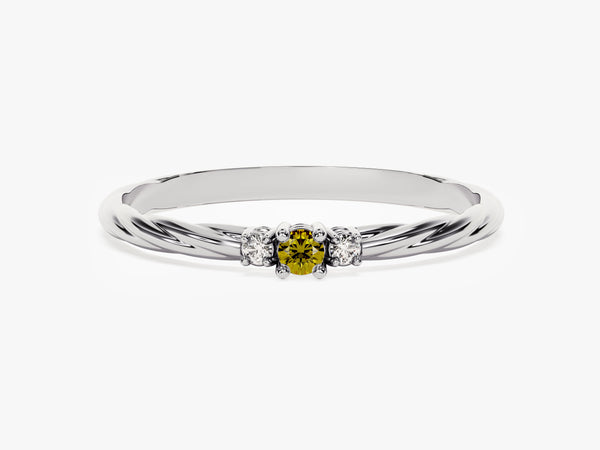 Twisted Three-Stone Peridot Ring in 14K Solid Gold