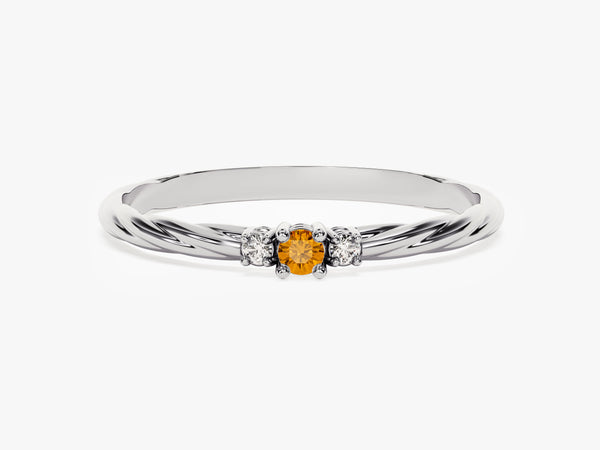 Twisted Three-Stone Citrine Ring in 14K Solid Gold