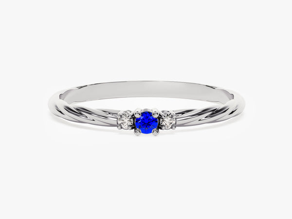 Twisted Three-Stone Sapphire Ring in 14K Solid Gold