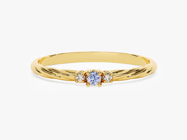 Twisted Three-Stone Alexandrite Ring in 14K Solid Gold