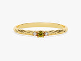 Twisted Three-Stone Peridot Ring in 14K Solid Gold