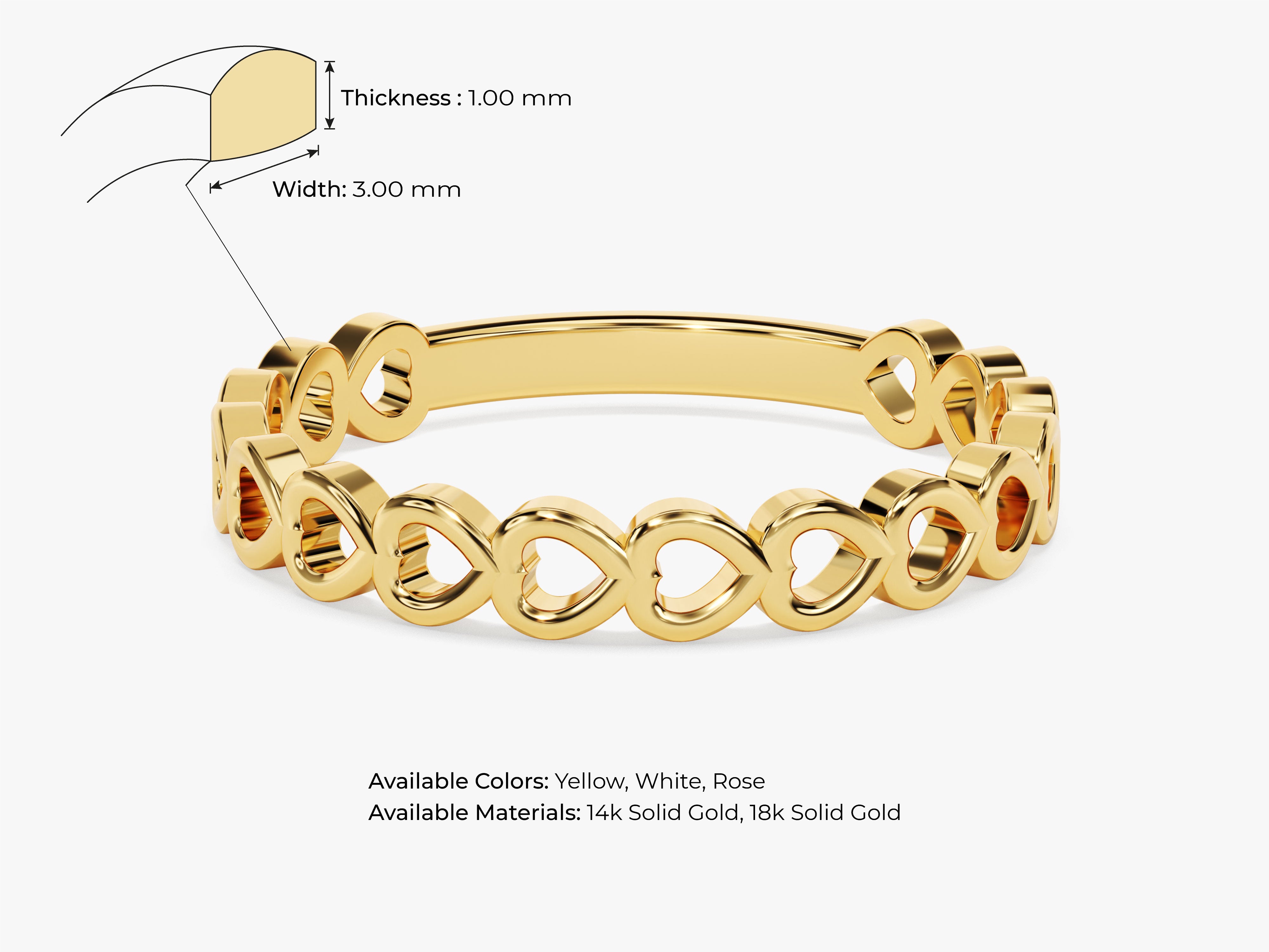 Gold heart eternity ring, available in yellow, white, rose gold