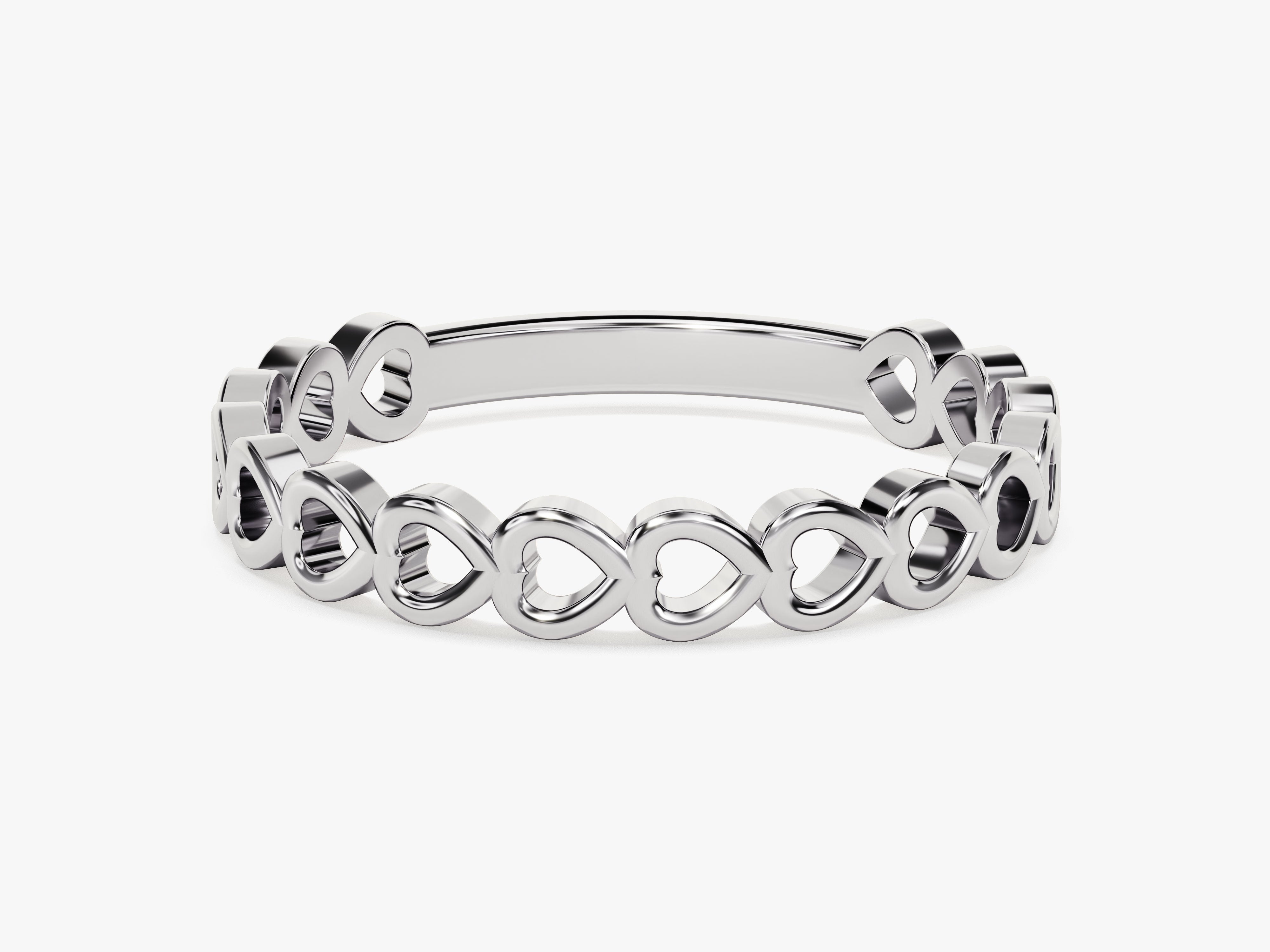 Silver heart band ring jewelry for women