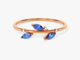 Sapphire Leaf Ring in 14K Solid Gold
