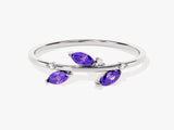 Amethyst Leaf Ring in 14K Solid Gold