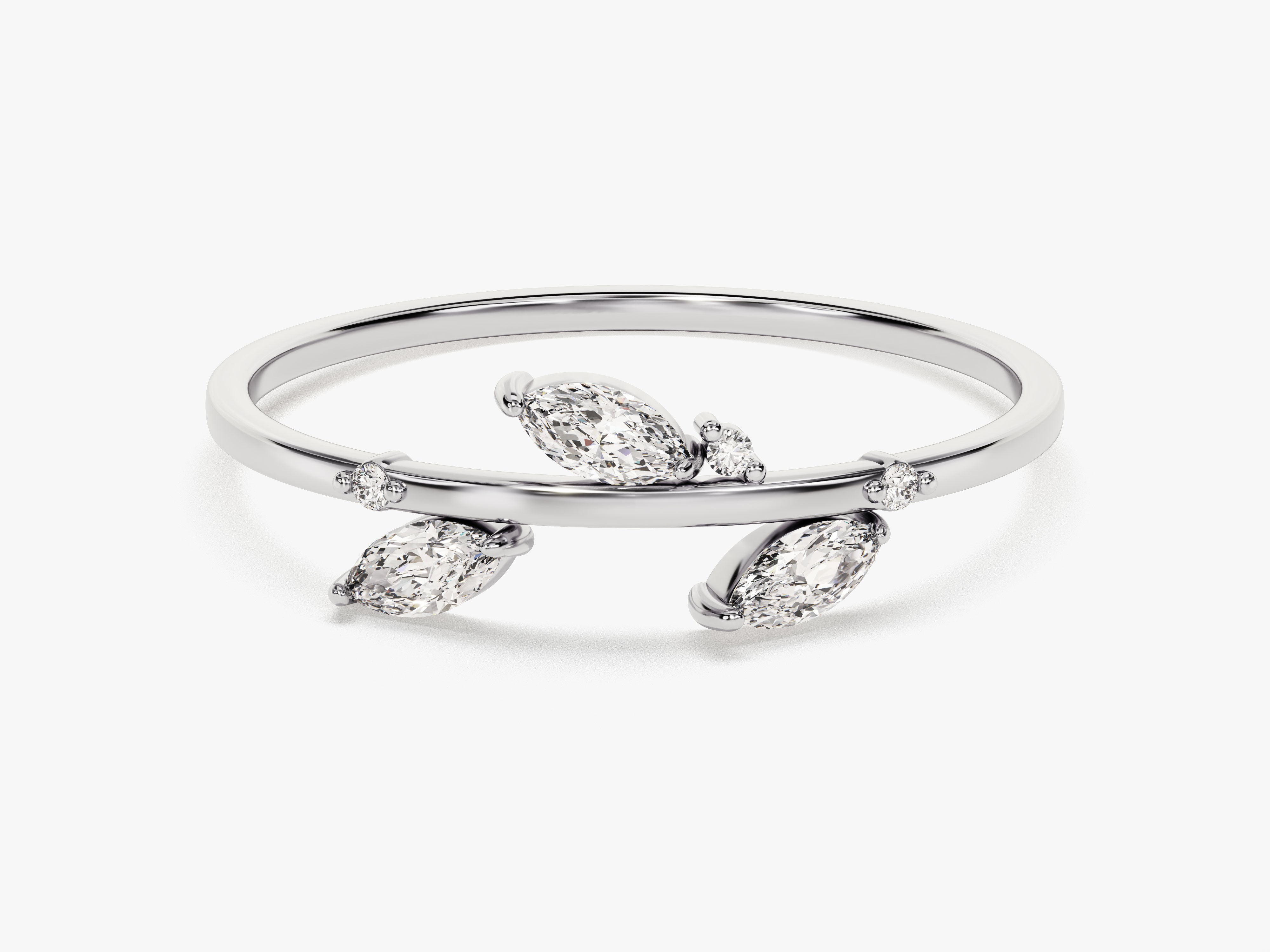 Diamond Birthstone Leaf Ring in 14K Solid Gold