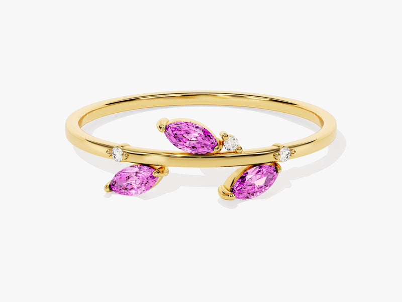 Pink Tourmaline Leaf Ring in 14K Solid Gold