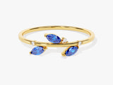 Sapphire Leaf Ring in 14K Solid Gold