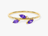 Amethyst Leaf Ring in 14K Solid Gold