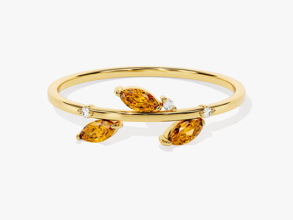 Citrine Leaf Ring in 14K Solid Gold