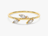 Diamond Leaf Ring in 14K Solid Gold