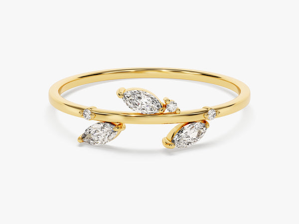 Diamond Birthstone Leaf Ring in 14K Solid Gold