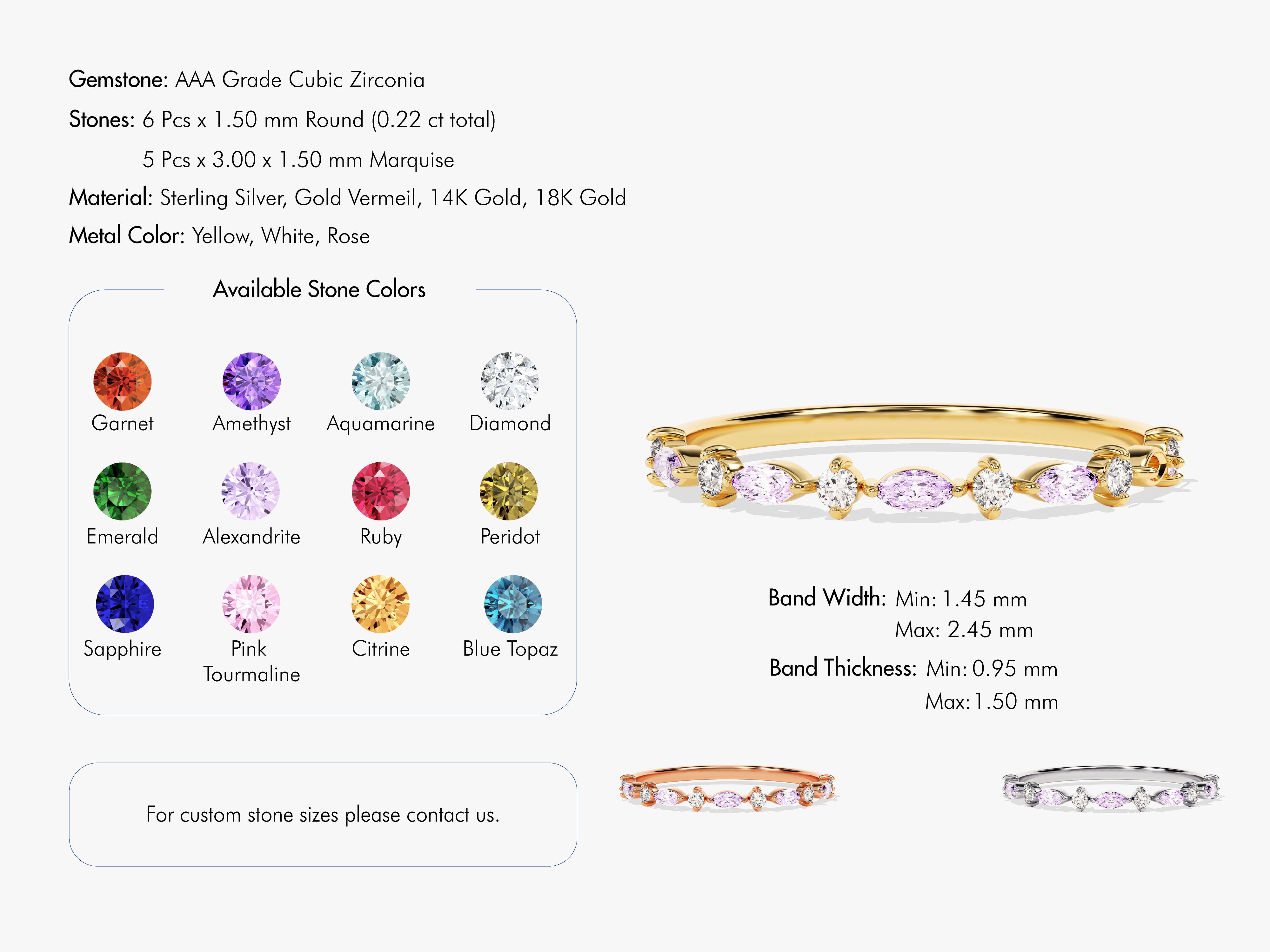 Marquise- und Rundschliff Geburtsstein-Ring