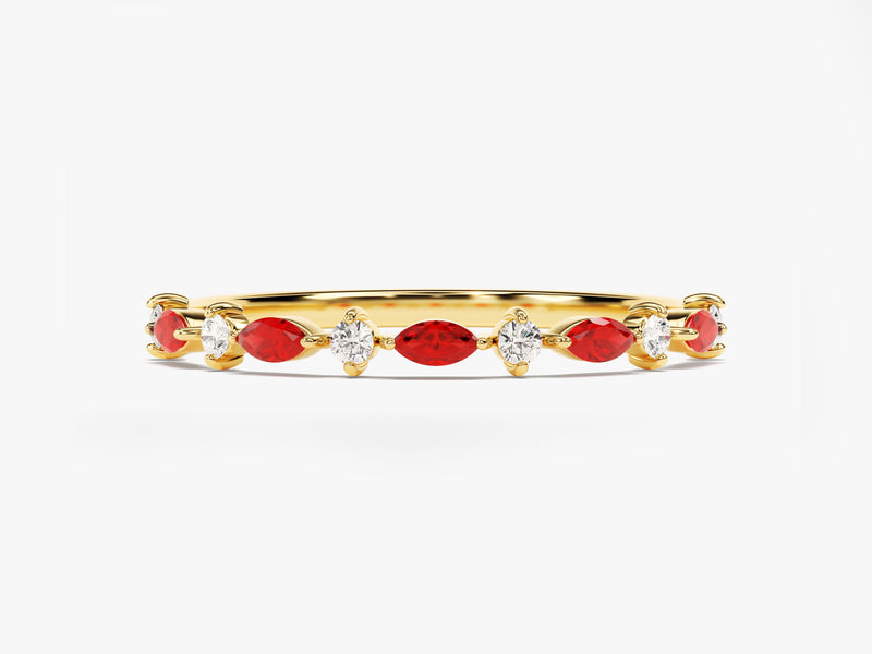 Alternating Marquise & Round Birthstone Ring