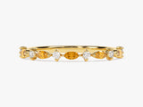 Alternating Marquise and Round Citrine Birthstone Ring in 14k Solid Gold