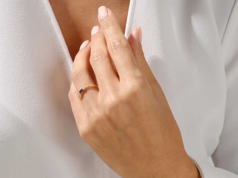 Baguette Cut Citrine Ring in 14K Solid Gold