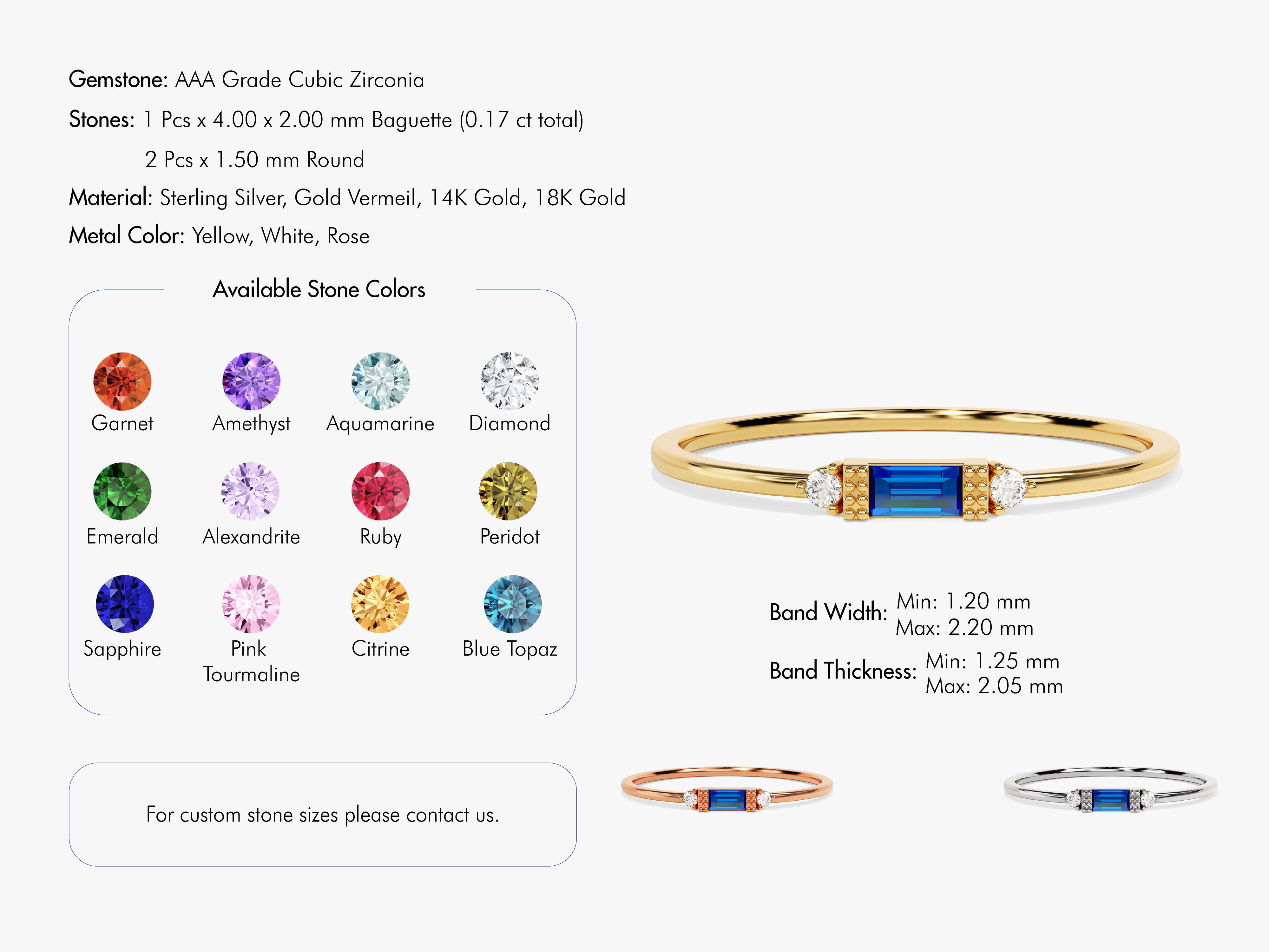 Baguette Cut Birthstone Ring