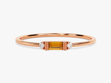 Baguette Cut Citrine Ring in 14K Solid Gold