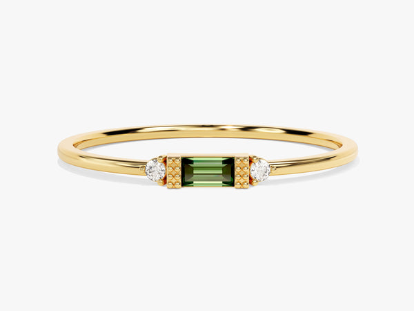 Baguette Cut Emerald Ring in 14K Solid Gold