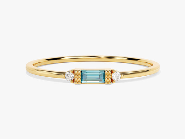 Baguette Cut Aquamarine Ring in 14K Solid Gold