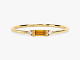 Baguette Cut Citrine Ring in 14K Solid Gold