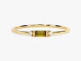 Baguette Cut Peridot Ring in 14K Solid Gold