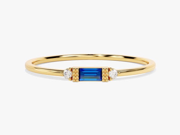 Baguette Cut Sapphire Ring in 14K Solid Gold