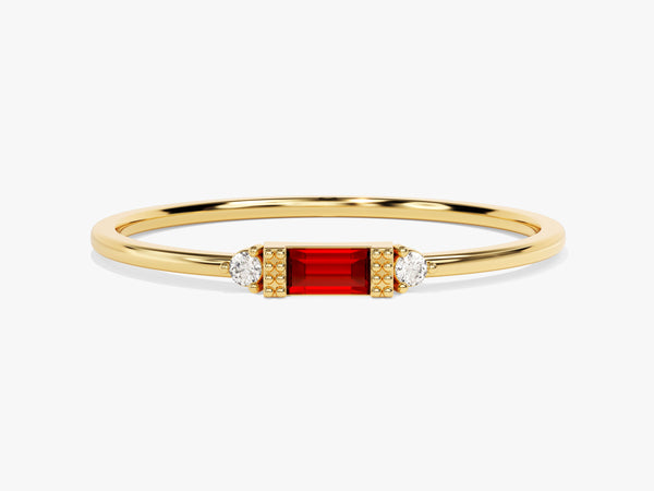 Baguette Cut Ruby Ring in 14K Solid Gold