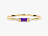 Baguette Cut Amethyst Ring in 14K Solid Gold