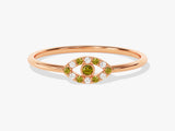 Evil Eye Alternating Peridot Ring in 14K Solid Gold